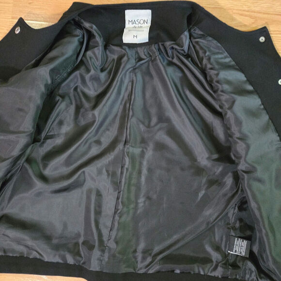 Mason by Suko Women Black Studded Bomber Jacket M Canadian Goth Punk Moto Baddie - Picture 7 of 12